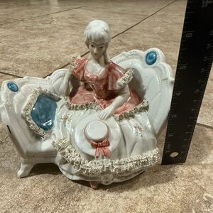 Vintage Porcelain Lady Figurine on Sofa